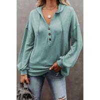 Azura Exchange High and Low Hem Hoodie with Buttoned Detail - XL