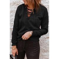 Azura Exchange Solid Color Lace-up Hoodie - L