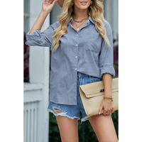Azura Exchange Buttoned Pocket Long Sleeve Shirt - S