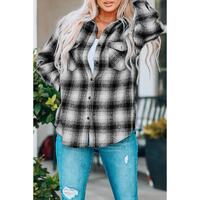 Azura Exchange Plaid Buttons Pocketed Shacket - M