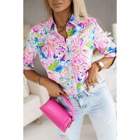 Azura Exchange Buttoned Sheath Long Sleeve Shirt with Abstract Floral Print - XL