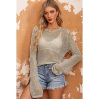 Azura Exchange Hollow-out Knit Long Sleeve Top - XL
