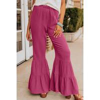 Azura Exchange Textured High Waist Ruffled Bell Bottom Pants - XL