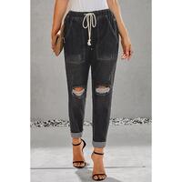 Azura Exchange Distressed Denim Jogger with Pocket Detail - 2XL