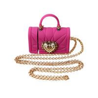 Dolce &amp; Gabbana Women&#39;s Pink Silicone Devotion Heart Bag Gold Chain Airpods Case - One Size