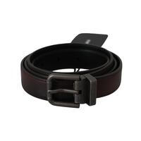 100% Authentic Dolce &amp; Gabbana Leather Belt with Gray Buckle 115 cm Men