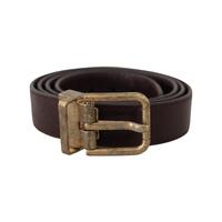 Dolce &amp; Gabbana Men&#39;s Brown Calf Leather Vintage Logo Metal Buckle Belt - 95 cm