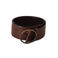 Authentic Dolce &amp; Gabbana Leather Belt with Engraved Logo Buckle 90 cm Women