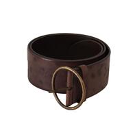 Authentic Dolce &amp; Gabbana Leather Belt with Engraved Logo Buckle 90 cm Women