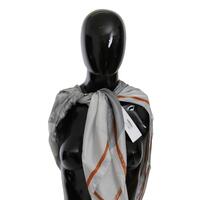Costume National Women&#39;s Gray Orange Silk Floral Foulard Wrap Scarf - One Size