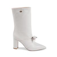 Pointed Toe Bow Boot with Gold Logo Detail - 39 EU