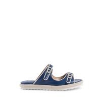 Leather Double Strap Flat Sandal - 38 EU