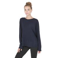 Crown of Edinburgh Cashmere Women&#39;s Premium Cashmere Oversize Boatneck Sweater in Navy blue - XL