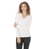 Crown of Edinburgh Cashmere Women&#39;s Premium Italian Cashmere V-Neck Sweater in Off white - 40 EU