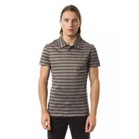 Striped Polo Shirt with Prints M Men