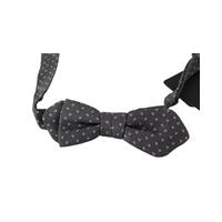 DOLCE &amp; GABBANA Exclusive Gray Circles Pattern Silk Bow Tie One Size Men