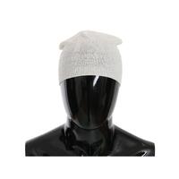 Costume National Men&#39;s Beanie White Wool Blend Branded Hat - One Size