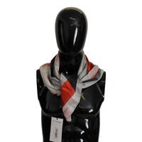 Costume National Women&#39;s Gray Red Silk Shawl Foulard Wrap Scarf - One Size