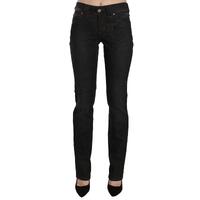 Mid Waist Slim Fit Corduroy Jeans with Logo Details W26 US Women