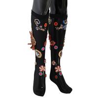 Dolce &amp; Gabbana Black Sequined Crystal Stockings S Women