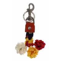 Dolce &amp; Gabbana Women&#39;s Red White Raffia Leather Clasp Finder Keyring Keychain - One Size
