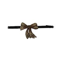 Dolce &amp; Gabbana Gold-Tone Silk Rhinestone Bow Tie One Size Women