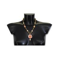 Dolce &amp; Gabbana Gold Crystal Statement Charm Necklace One Size Women