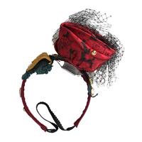 Dolce &amp; Gabbana Women&#39;s Red with multicolor Rose Silk Crystal Netted Logo Diadem Headband - One Size