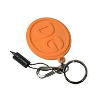 Dolce &amp; Gabbana Women&#39;s Orange Rubber DG Logo Gold Brass Metal Keychain - One Size