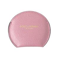 Dolce &amp; Gabbana Women&#39;s Pink Calfskin Leather Round Logo Print Hand Mirror Holder - One Size