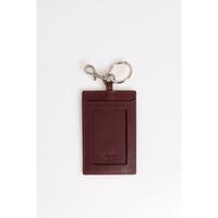Leather Badge Holder with Hammered Detailing and Shiny Key Ring One Size Men