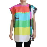 Dolce &amp; Gabbana Sleeveless Blouse with Multicolor TV Print 36 IT Women