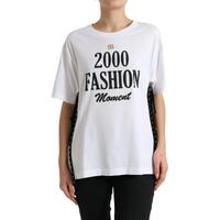 Dolce &amp; Gabbana Women&#39;s White Slogan Print Lacing Detailed T-shirt - 38 IT