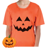 Adult Mens Womens Halloween Pumpkin T Shirt Top Jack O&#39;Lantern - Orange - L
