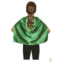 SHORT CAPE Kids Childrens Party Costume Vampire Coat School Team Colours - Green