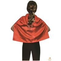 SHORT CAPE Kids Childrens Party Costume Vampire Coat School Team Colours - Red