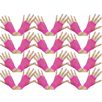 12 Pair Fishnet Gloves Fingerless Wrist Length 70s 80s Costume Party - Hot Pink