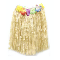 40cm HAWAIIAN HULA SKIRT Tropical Costume Dress Lei Grass Flower Party Adult - Natural