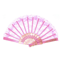 LACE FAN Hand Folding Wedding Party Bridal Spanish Costume Accessory - Light Pink