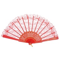 LACE FAN Hand Folding Wedding Party Bridal Spanish Costume Accessory - Red