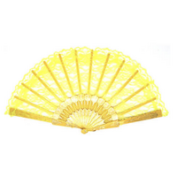 LACE FAN Hand Folding Wedding Party Bridal Spanish Costume Accessory - Yellow