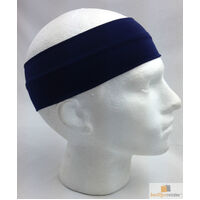 PLAIN HEADBAND Elastic Stretch Sports Yoga Hair Band Unisex 8cm Wide Wrap - Navy Blue