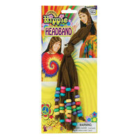 HIPPIE HEADBAND with Beads Hippy Love 60&#39;s Costume Dress Up Hairband