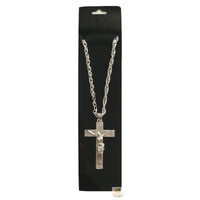 Jesus Christ Metal Necklace Chain Pendant Chain Jewellery Crucifix - Silver