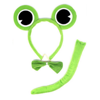 FROG HEADBAND w Bow Tail Animal Costume Halloween Party Hair Accessory
