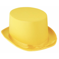 SATIN TOP HAT Costume Party Cap Fancy Dress Trilby Fedora One Size - Yellow
