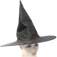 WITCH HAT Plain Black Halloween Costume Fancy Dress Womens Accessory Wizard