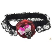 Skull &amp; Rose Leg Garter Skeleton Halloween Costume Party Lace Accessory