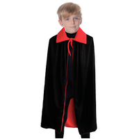 Halloween Kids Fancy Cape Red Black Long Cloak Coat Witch Ghost Vampire Costume - 10-14 Years Old