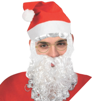Adult Mens Santa Claus Hat &amp; Beard Set Christmas Xmas Kit